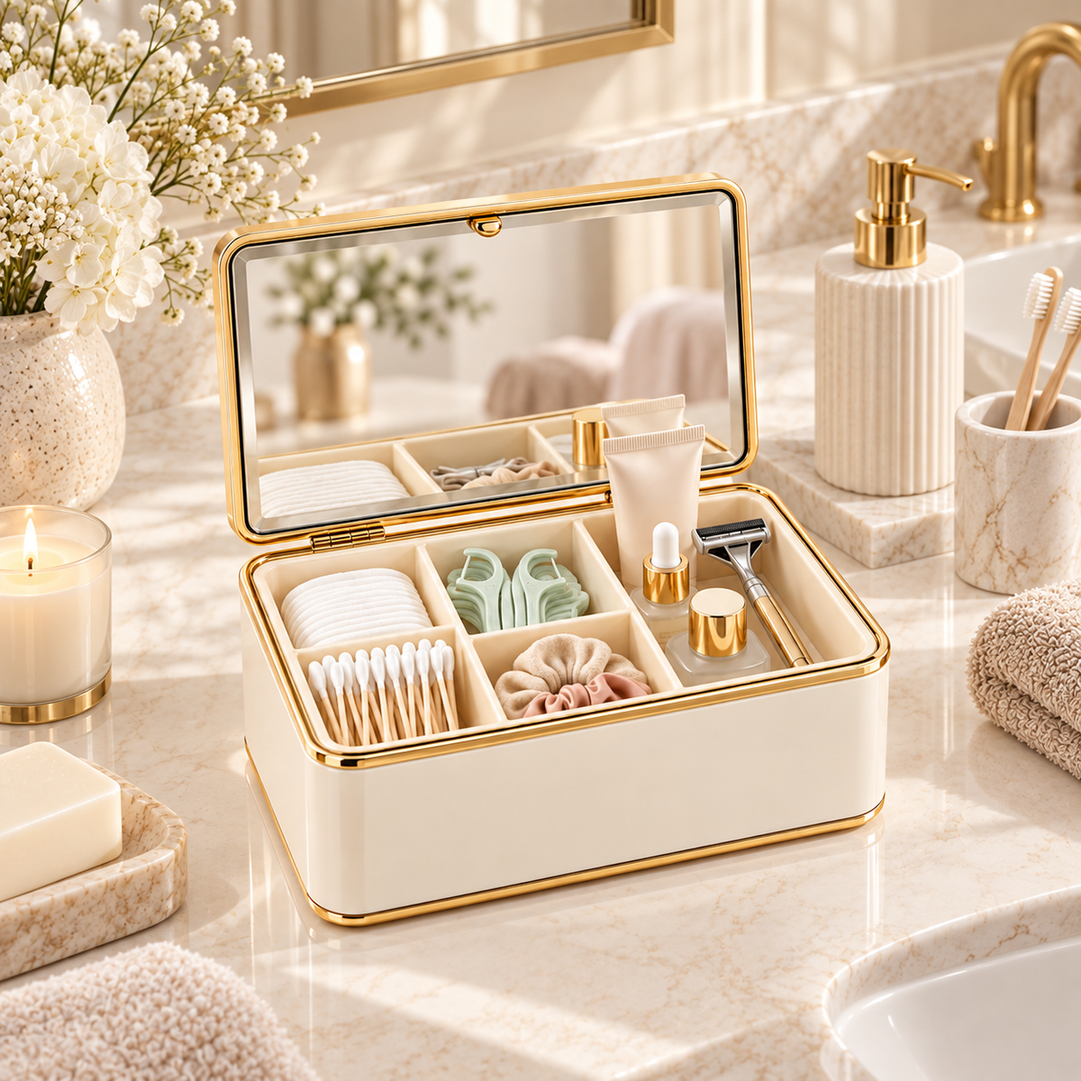 Luxury Vanity Organizer with Mirror
