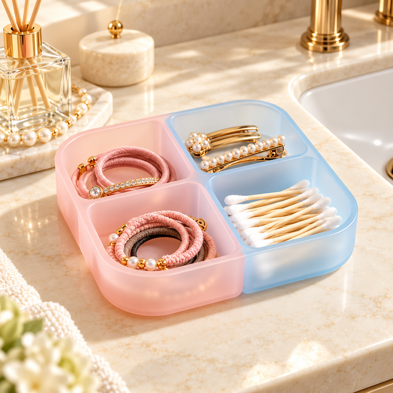 Frosted 4-Compartment Vanity Organizer