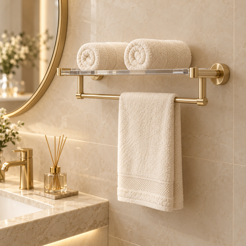 Luxury Bathroom Towel Rack with Shelf